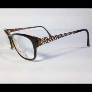 Women's Funky Superflex Eyeglasses Frames brown oval plastic & metal 52-17-135